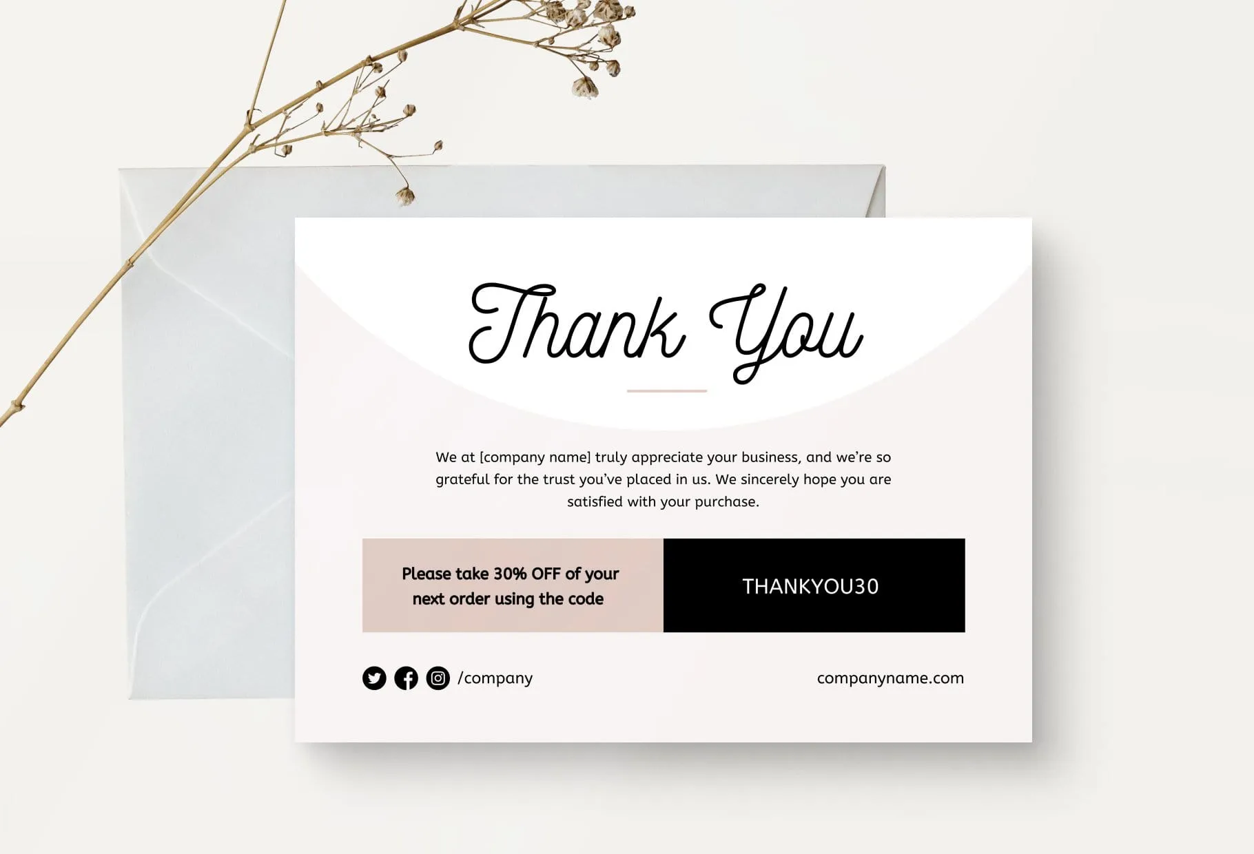Laura Printable Thank You Card Packaging Insert Note Canva Template
