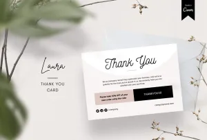 Laura Printable Thank You Card Packaging Insert Note Canva Template