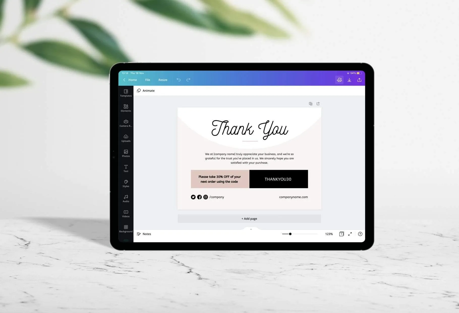 Laura Printable Thank You Card Packaging Insert Note Canva Template