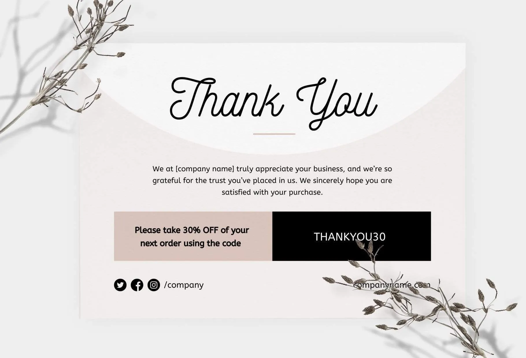 Laura Printable Thank You Card Packaging Insert Note Canva Template
