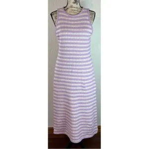 Le Lis Purple White Knit Sleeveless Midi Sweater Dress, size Medium