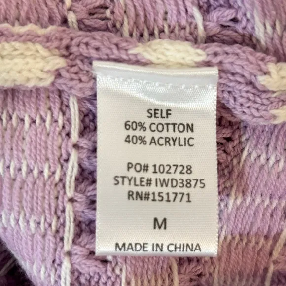 Le Lis Purple White Knit Sleeveless Midi Sweater Dress, size Medium