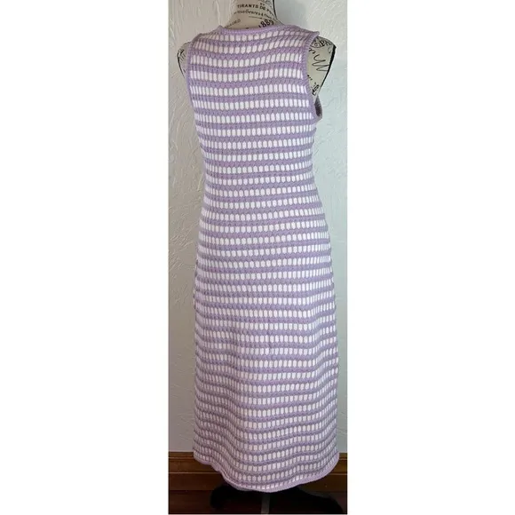 Le Lis Purple White Knit Sleeveless Midi Sweater Dress, size Medium
