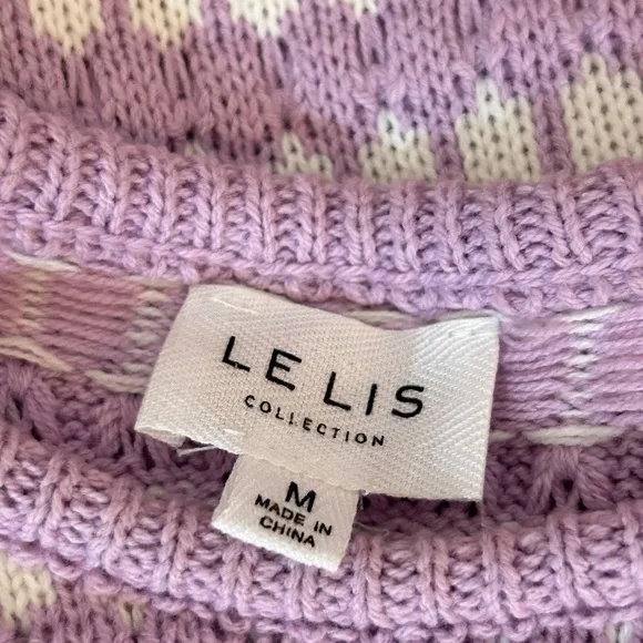 Le Lis Purple White Knit Sleeveless Midi Sweater Dress, size Medium