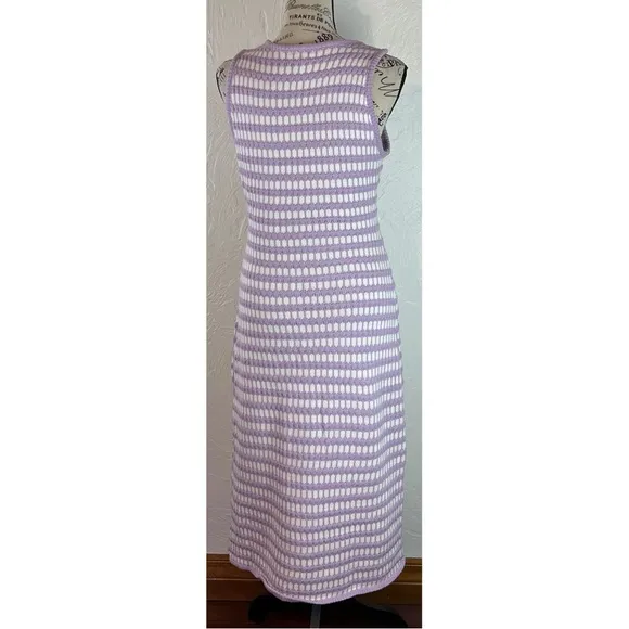 Le Lis Purple White Knit Sleeveless Midi Sweater Dress, size Medium