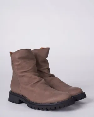 leather upper boot - side zip - lug rubber sole - bandolero pedra