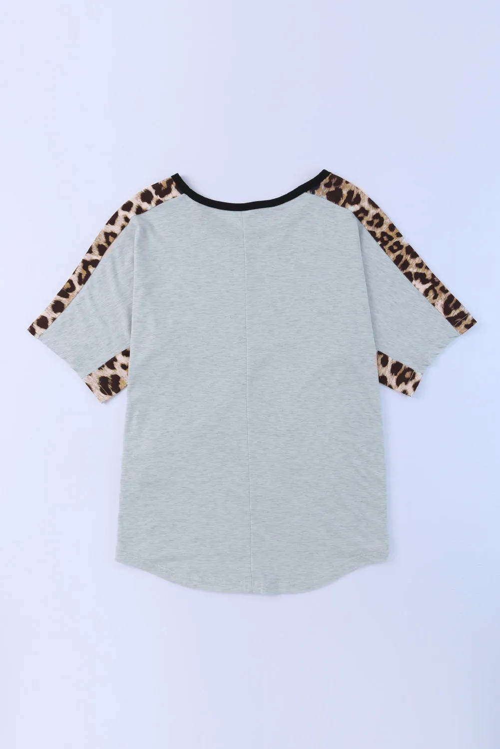 Leopard Splicing O-neck Short Sleeve T Shirt