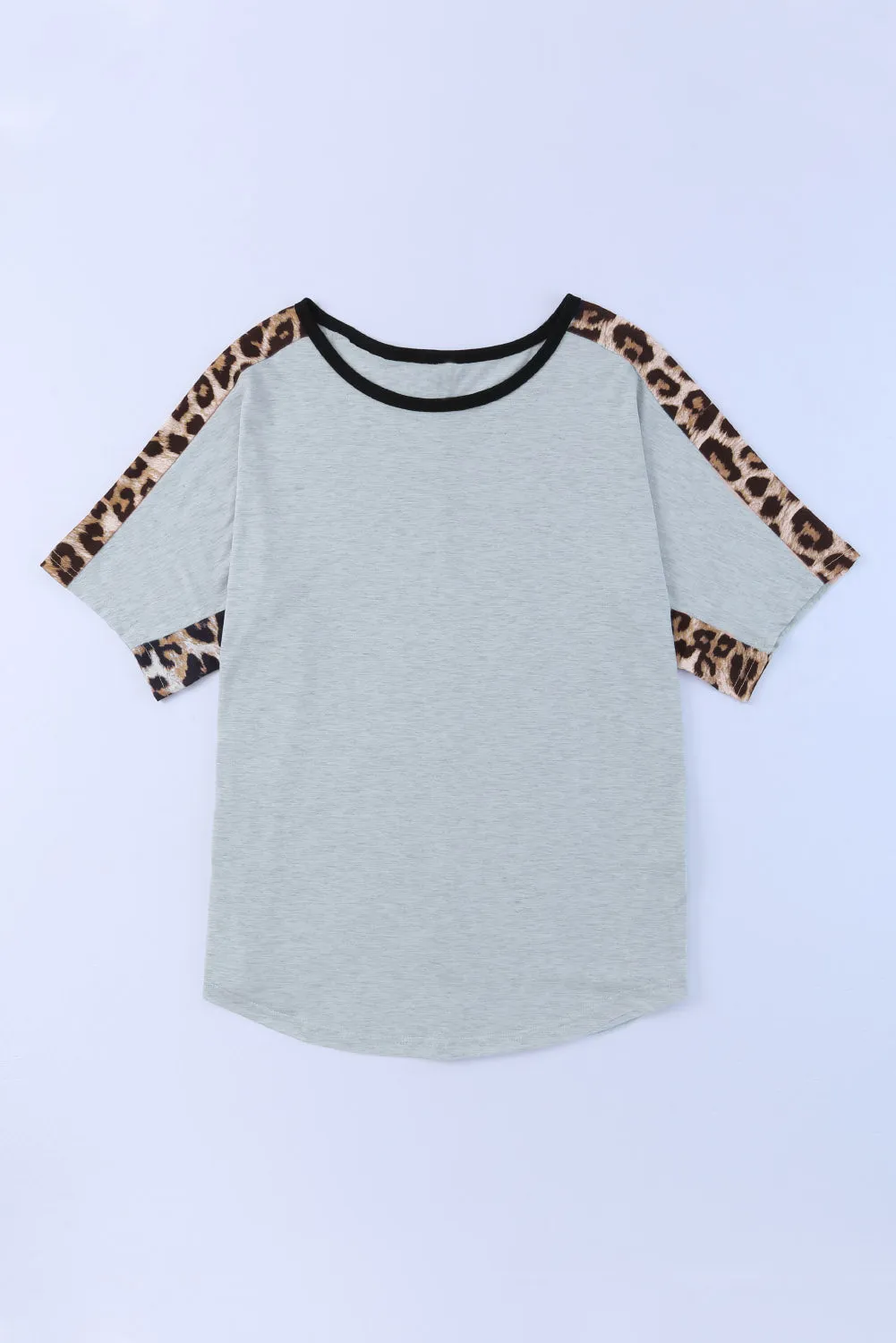 Leopard Splicing O-neck Short Sleeve T Shirt