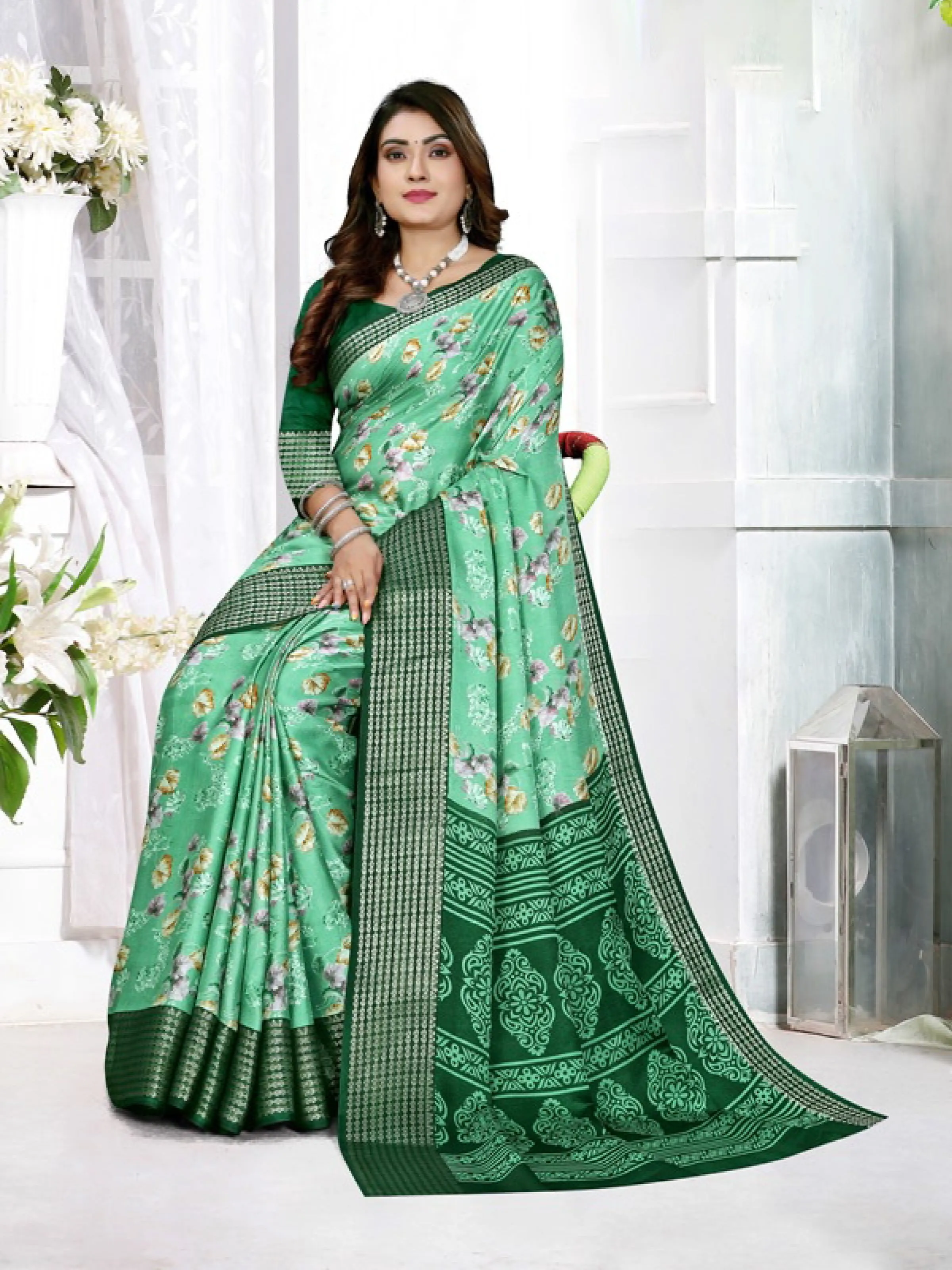 Light Blue Georgette Saree