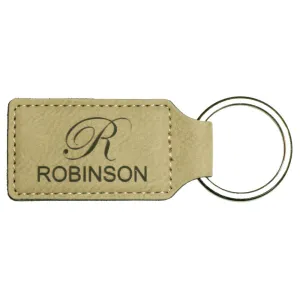 Light Brown Leather Rectangle Keychain