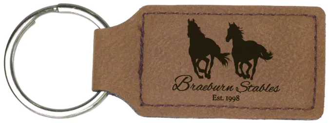 Light Brown Leather Rectangle Keychain