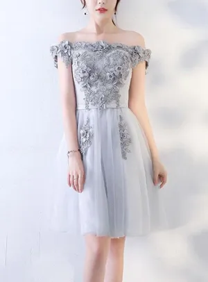 Light Grey Handmade Party Dress , Grey Formal Dress