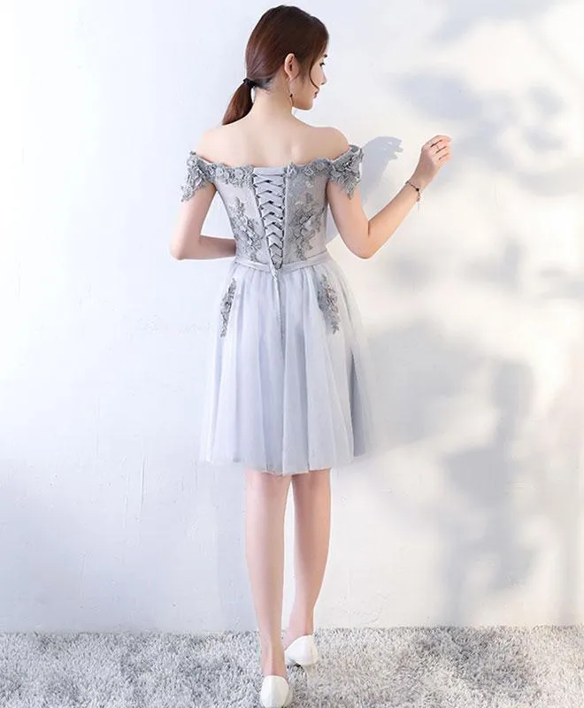 Light Grey Handmade Party Dress , Grey Formal Dress