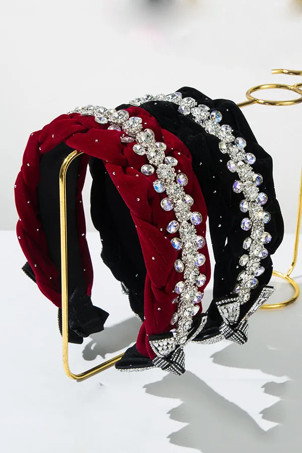 Light Luxury Starry Velvet Braided Diamond Headband