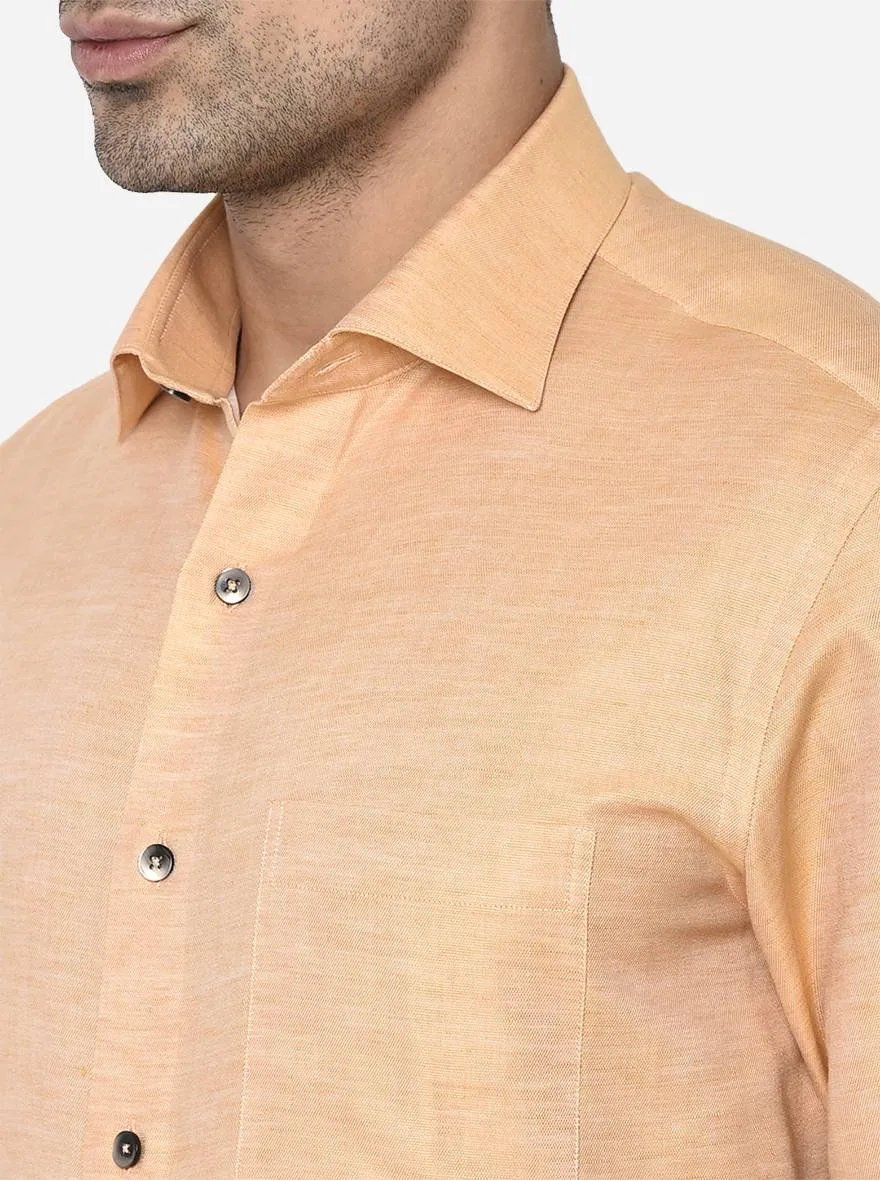 Light Orange Solid Slim Fit Formal Shirt | Metal