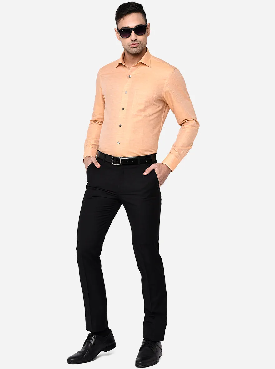 Light Orange Solid Slim Fit Formal Shirt | Metal