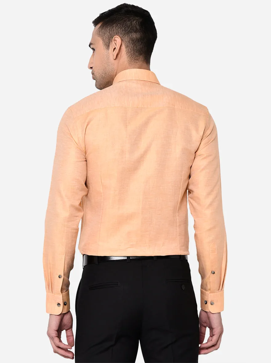 Light Orange Solid Slim Fit Formal Shirt | Metal
