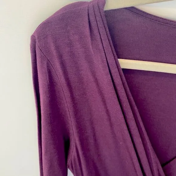 LILLA P. | Faux Wrap Jersey Knit Pima Cotton/Modal Dress - Plum Purple - L