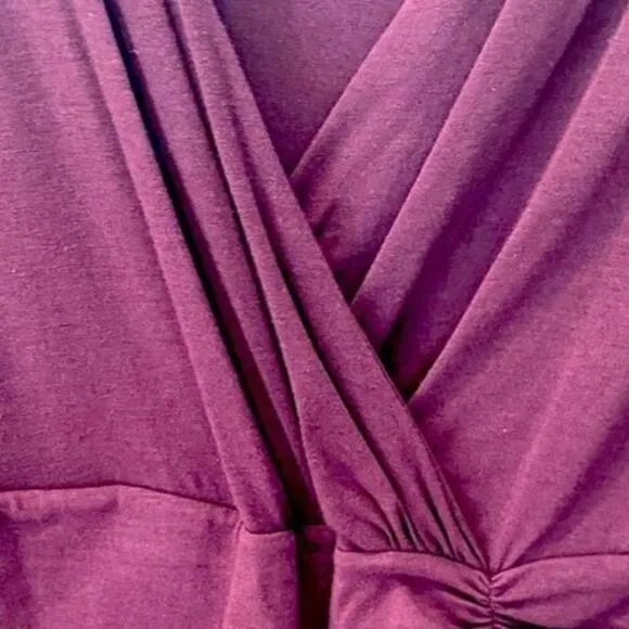 LILLA P. | Faux Wrap Jersey Knit Pima Cotton/Modal Dress - Plum Purple - L