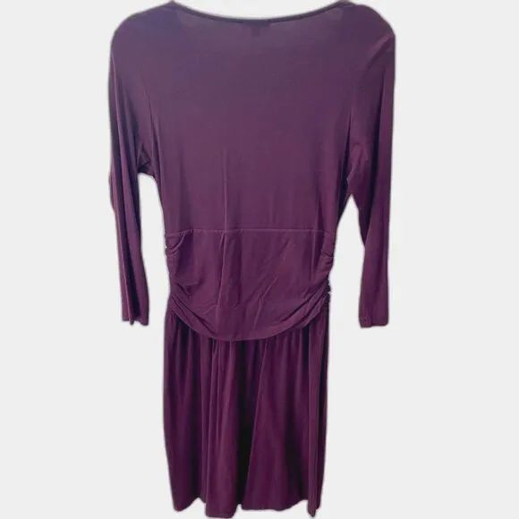 LILLA P. | Faux Wrap Jersey Knit Pima Cotton/Modal Dress - Plum Purple - L