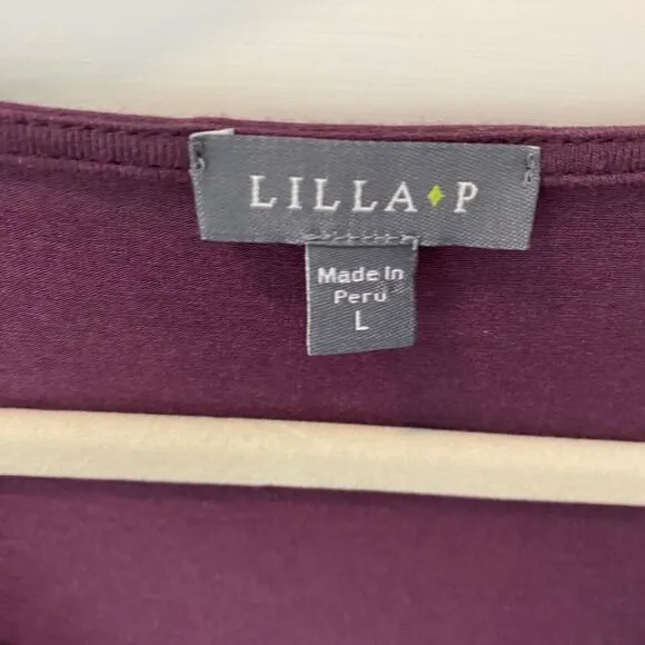 LILLA P. | Faux Wrap Jersey Knit Pima Cotton/Modal Dress - Plum Purple - L