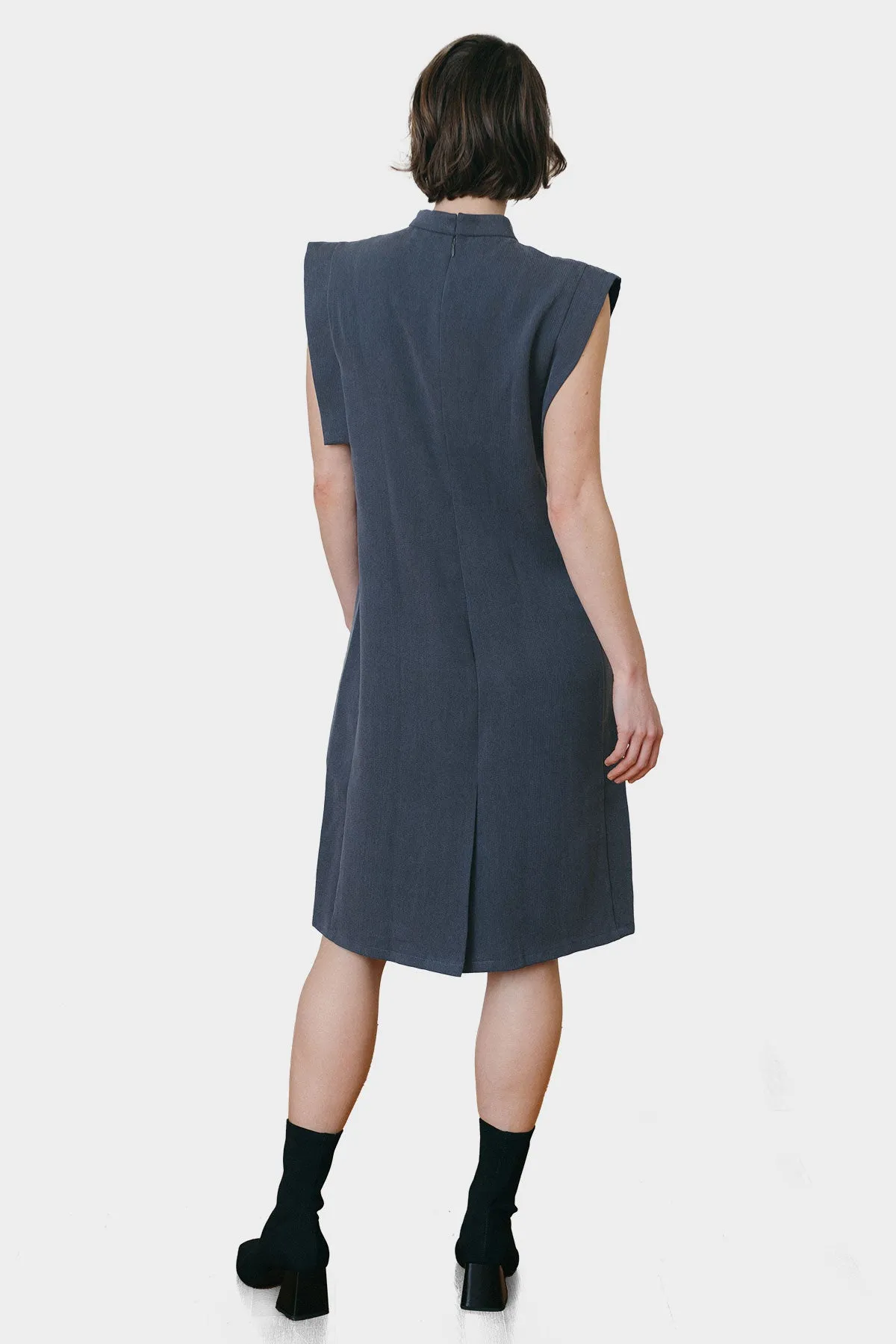 Linear Cheongsam Dress - Slate Gray (US 4, 8)