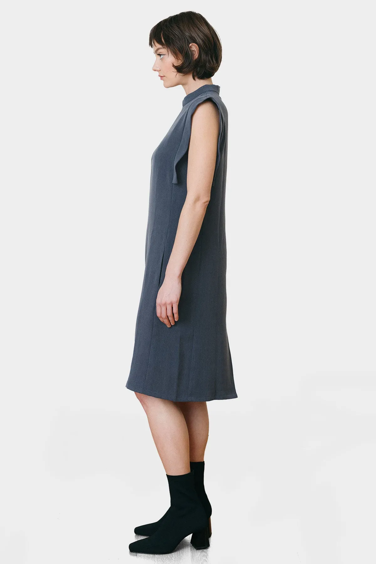 Linear Cheongsam Dress - Slate Gray (US 4, 8)