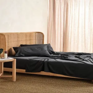 Linen House Elka Bamboo Charcoal Flat Sheet, 500 Thread Count