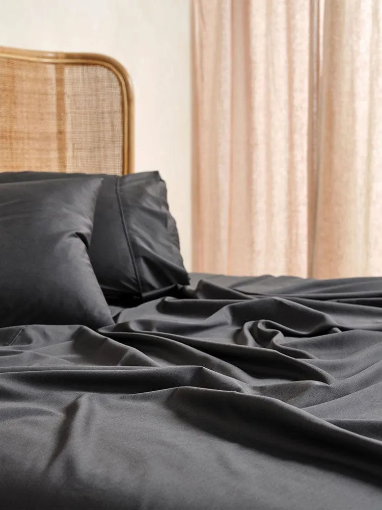 Linen House Elka Bamboo Charcoal Flat Sheet, 500 Thread Count