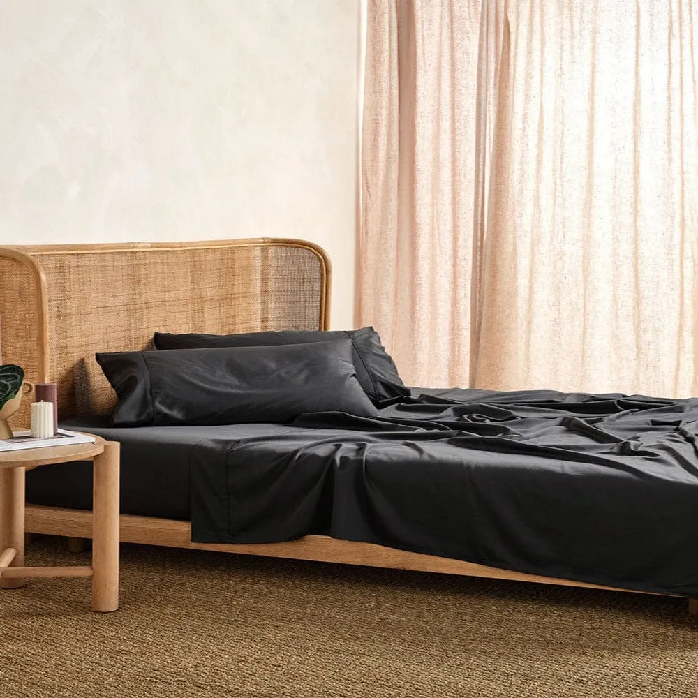 Linen House Elka Bamboo Charcoal Flat Sheet, 500 Thread Count