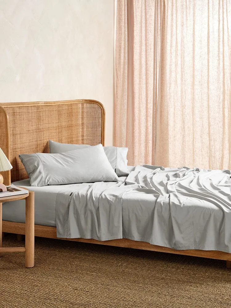 Linen House Elka Bamboo Silver Flat Sheet, 500 Thread Count