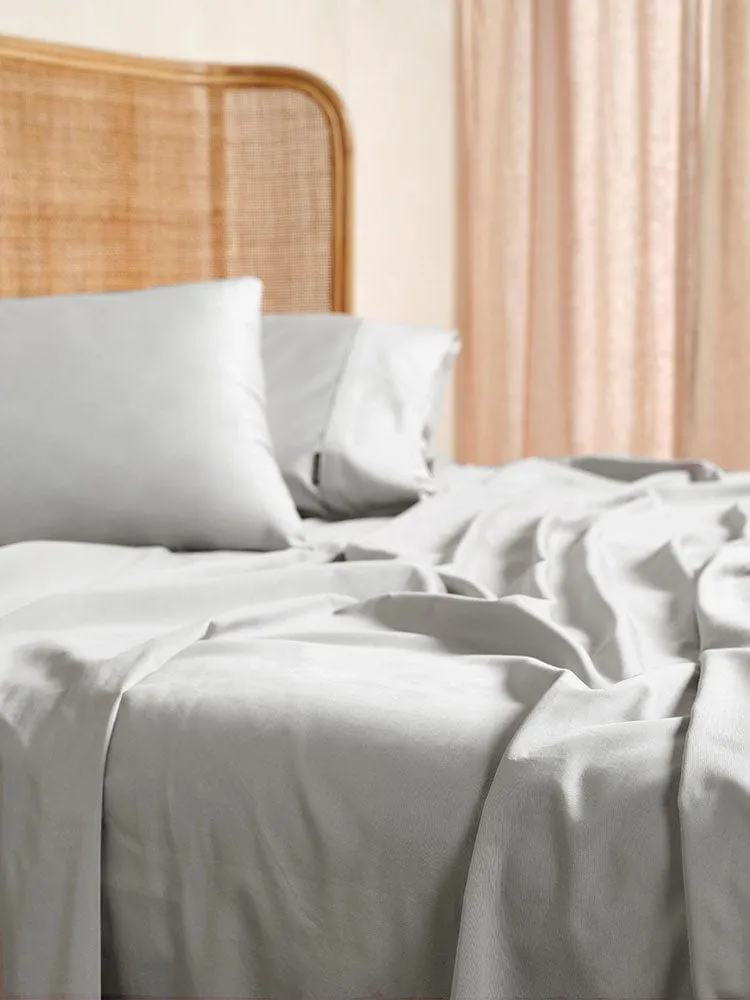 Linen House Elka Bamboo Silver Flat Sheet, 500 Thread Count