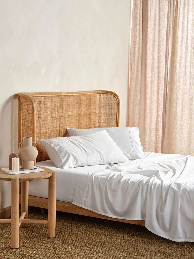 Linen House Elka Bamboo White Flat Sheet, 500 Thread Count