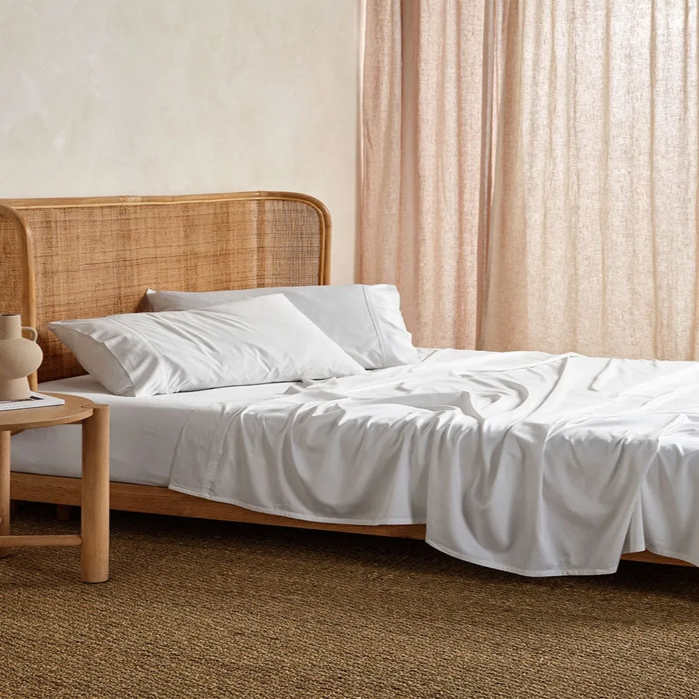 Linen House Elka Bamboo White Flat Sheet, 500 Thread Count