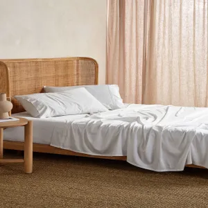 Linen House Elka Bamboo White Flat Sheet, 500 Thread Count