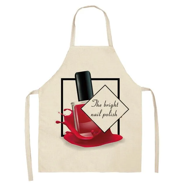 Lipstick Perfume Sexy Printed Linen Black Kitchen Apron Woman Work Dress Colorful Geometry Custom Cooking Baking Accessories