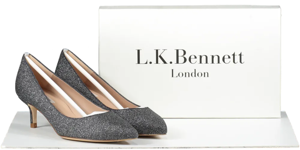 LK Bennett Grey Glitter Kitten Heel Court Shoes BNIB UK 4 EU 37 👠