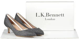 LK Bennett Grey Glitter Kitten Heel Court Shoes BNIB UK 4 EU 37 👠