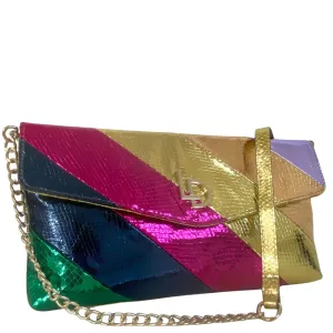 Lodi Multi Coloured Stripe Clutch Bag