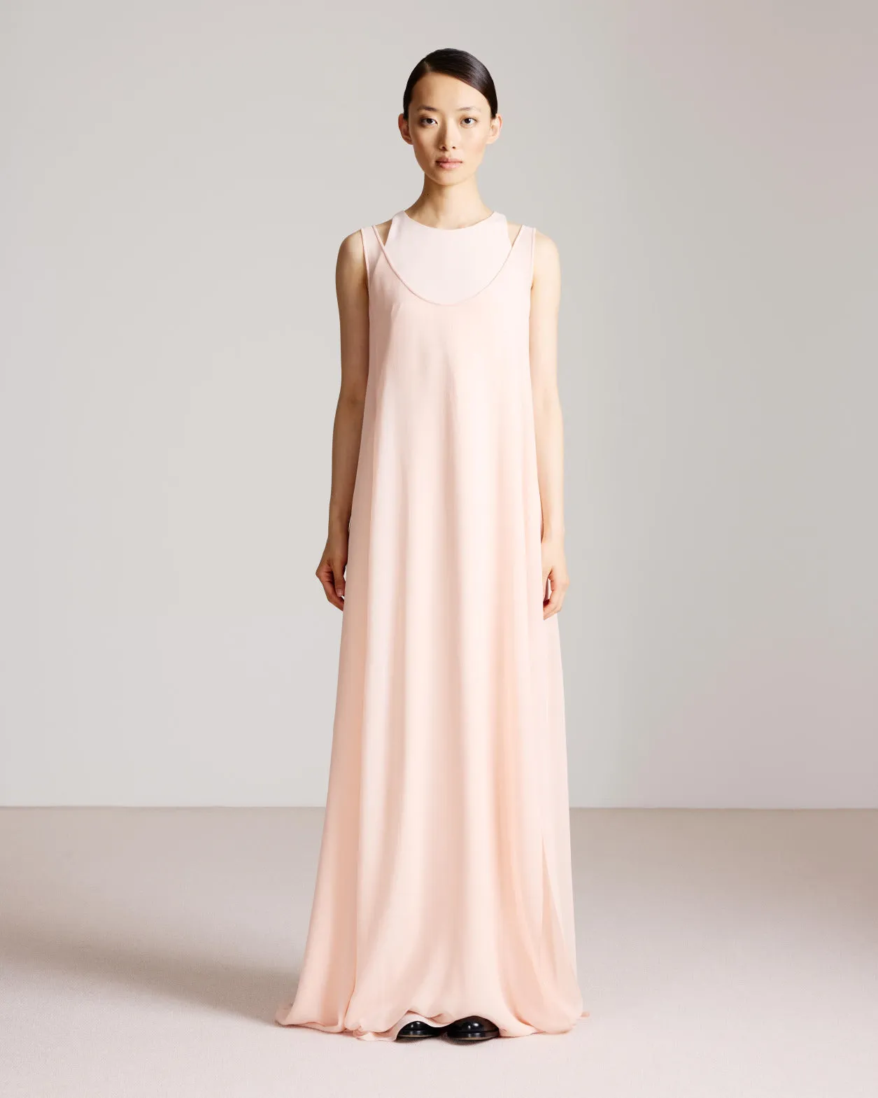 Long Silk Gown with Silk Georgette Overlayer