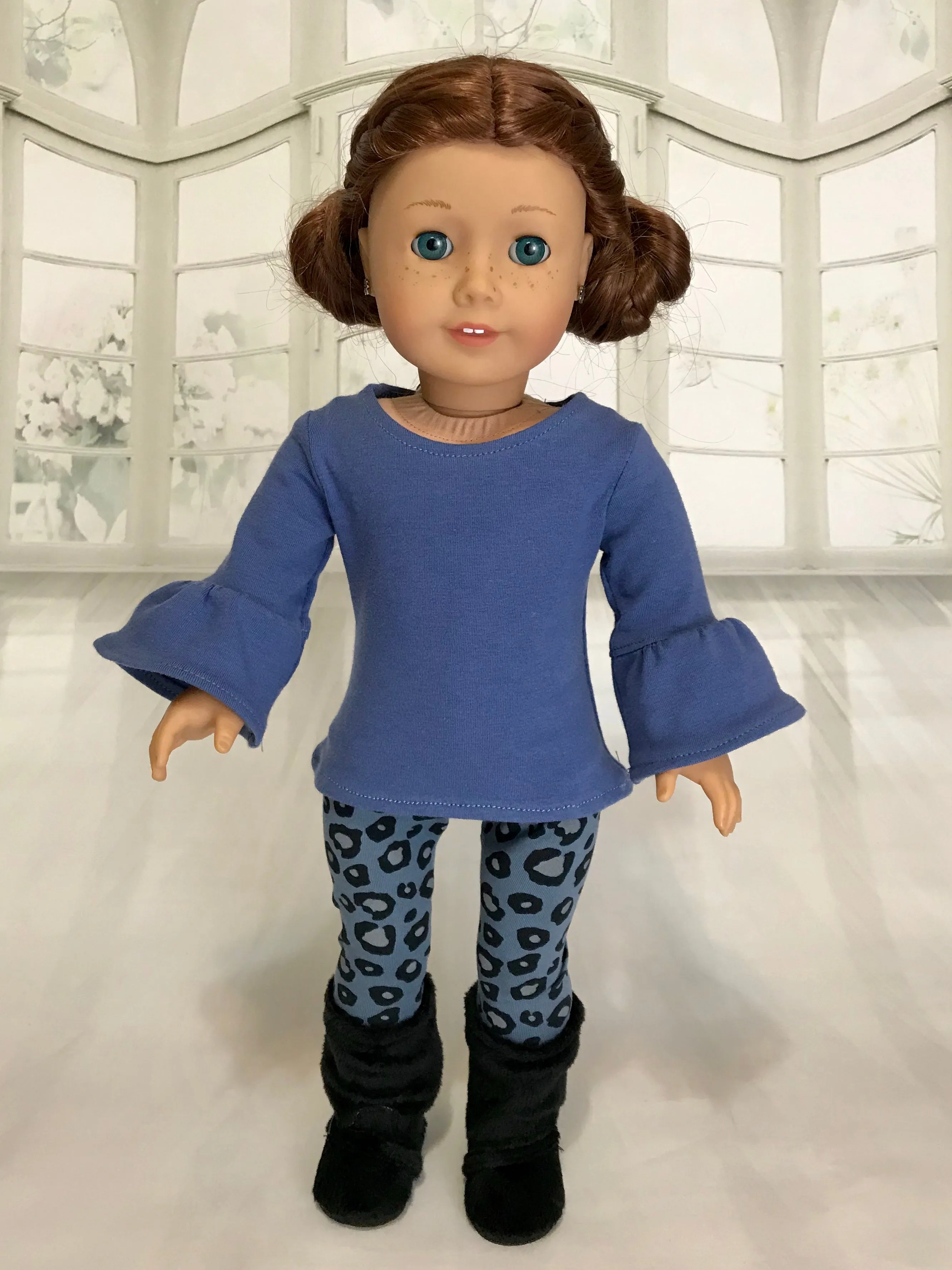 Long sleeve blue top fit American girl doll