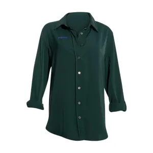 Long Sleeve Ladies Elastane Soft Cotton Dress Shirt-Hunter Green