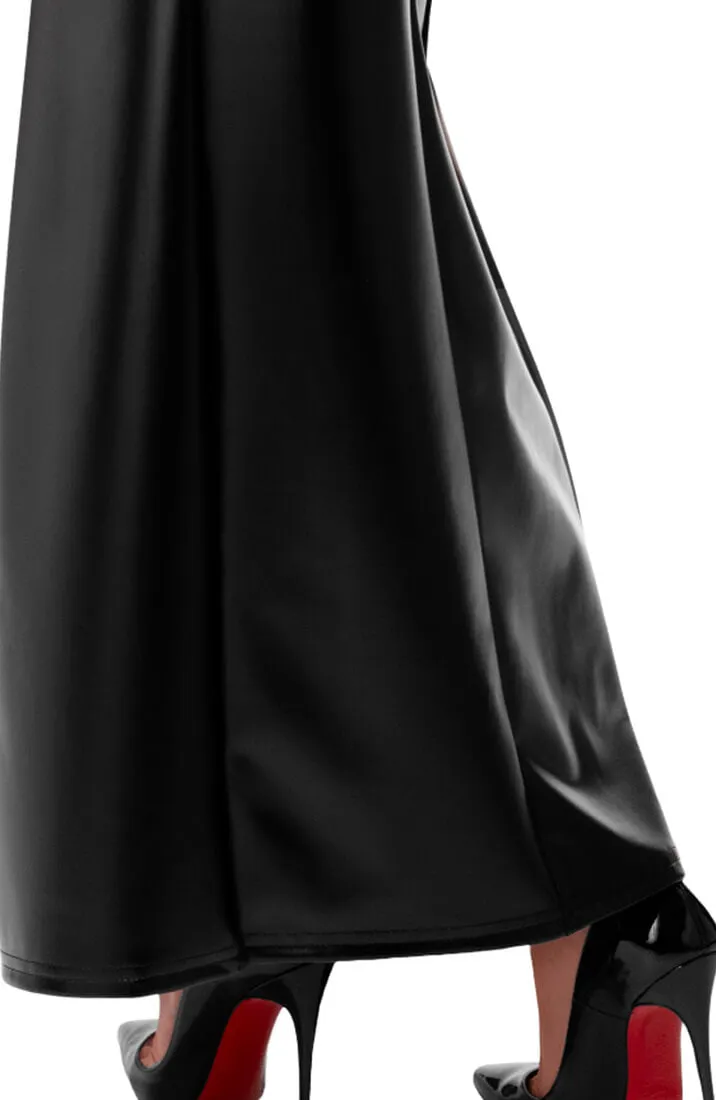 Long wet look gown dress with slit - Midnight Ecstasy