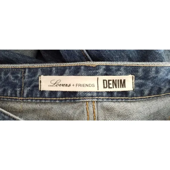 Lovers   Friends Denim Womens Logan High Rise Tapered Jean Embordered Blue Sz 25