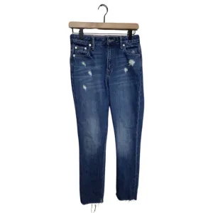 Lovers   Friends Denim Womens Logan High Rise Tapered Jean Embordered Blue Sz 25