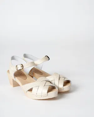 low heel clog - metal grain or