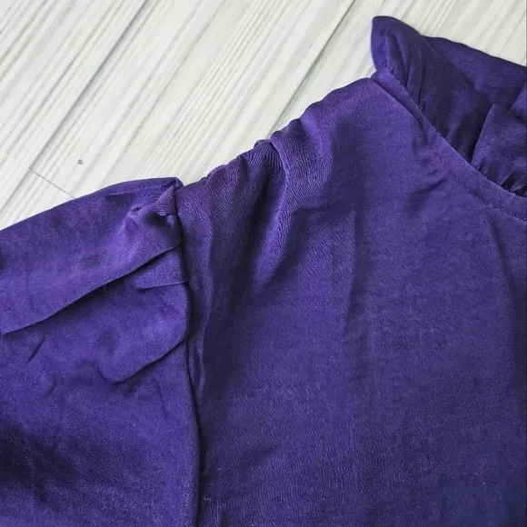 Lucky Brand Satin Ruffle V Neck Dress in Parachute Purple Size Large NWT