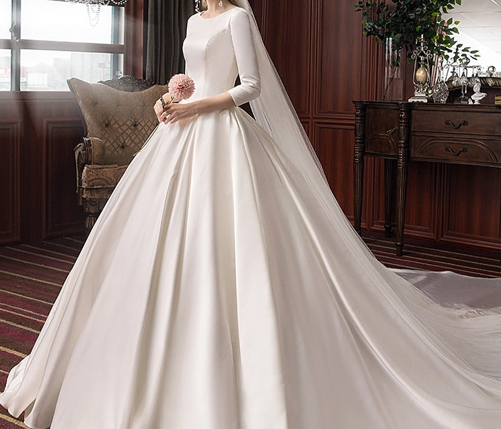 Lucy Satin Luxury Ball Gown Bridal Dress