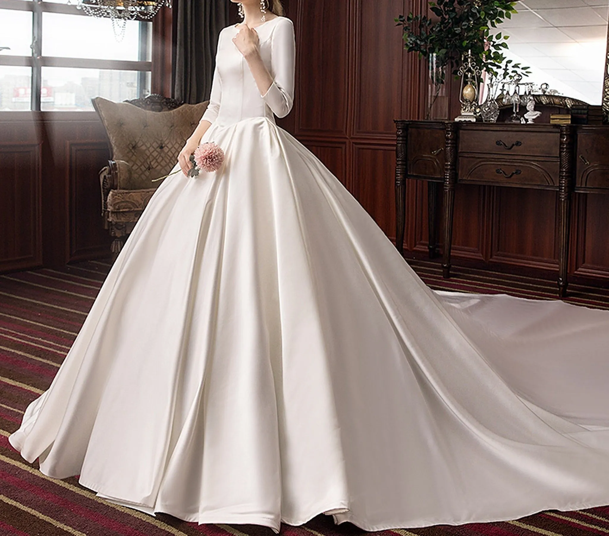 Lucy Satin Luxury Ball Gown Bridal Dress
