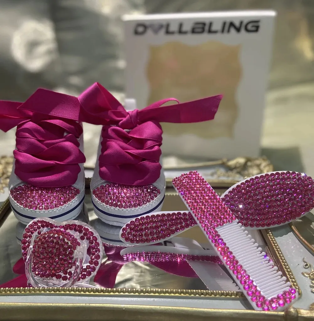 Luxury Baby Bottles and Shoes Headband Set Keepsake
